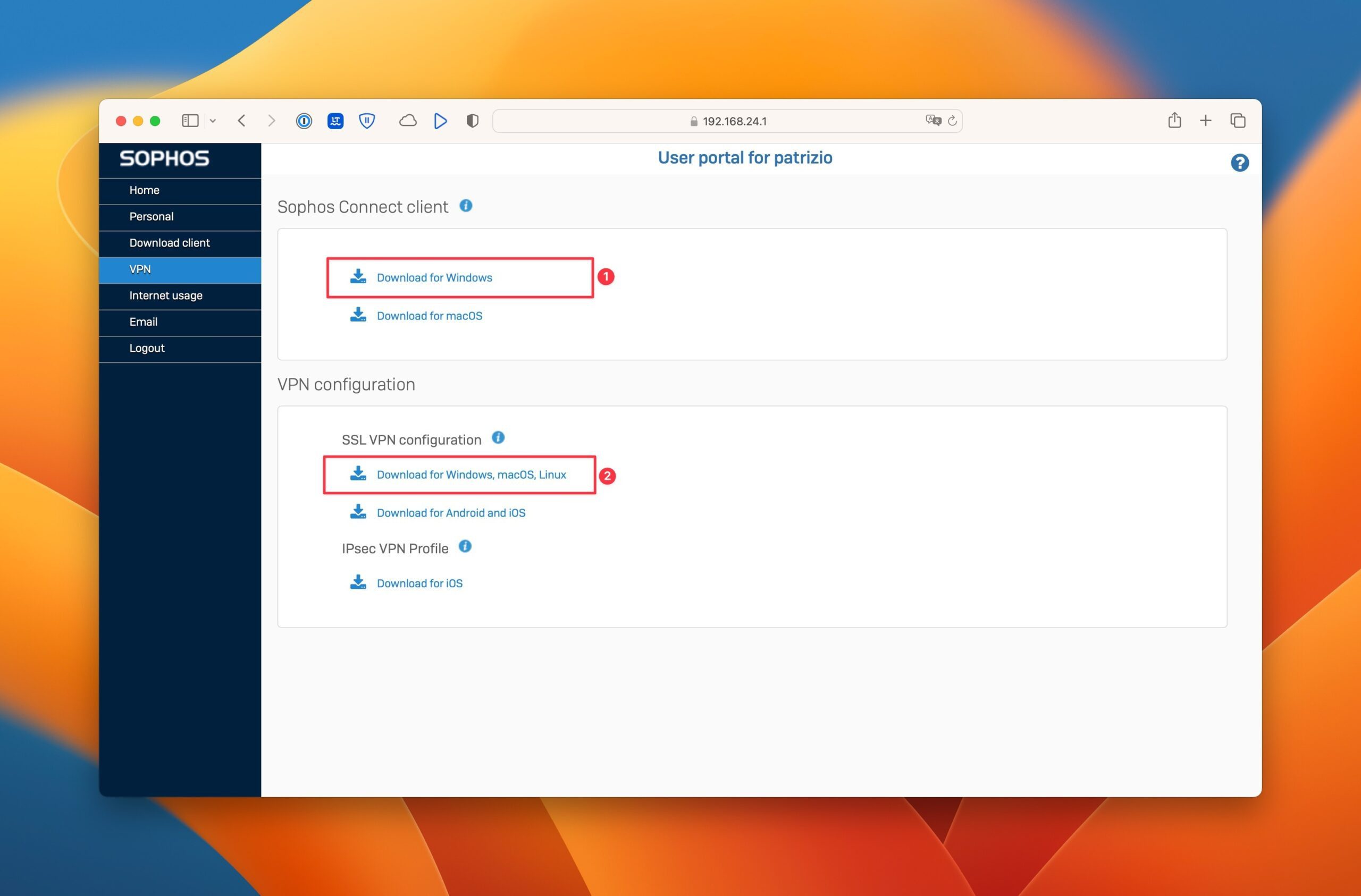 دانلود کلاینت VPN SSL Sophos